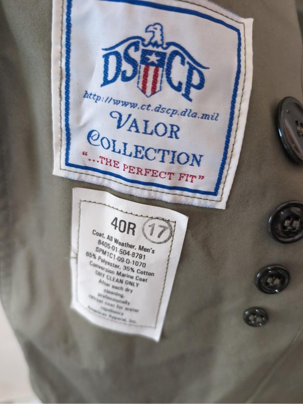 Defense Logistics Agency Valor Collection Men's 40R All Weather Marine Coat(C) - Picture 5 of 7